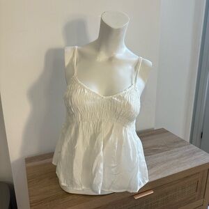 White Women’s Ruched and Peplum Summer Top